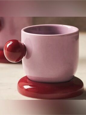 Anthropologie Rika Espresso Cups, Set of 2 Mauve pink pastel multicolor home